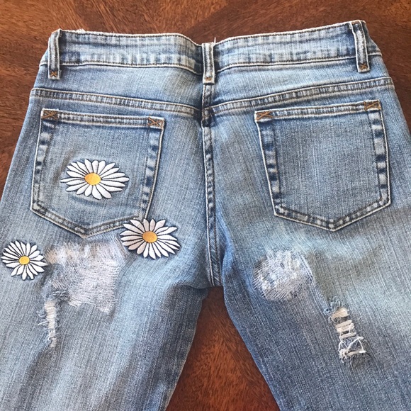 Virgin Only Denim - Virgin Only Daisy Ripped Boot Cut Denim Jeans 7